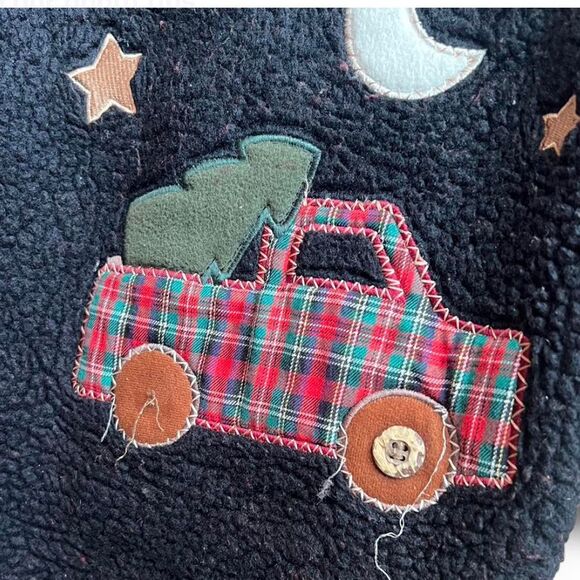 Rare vintage 2002 Patchwork Christmas Embellished Fleece Coat - Picture 8 of 8